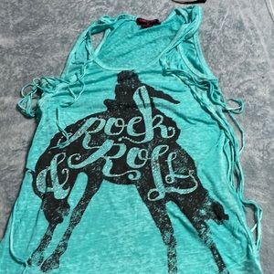 Rock & Roll cowgirl tank with fringe